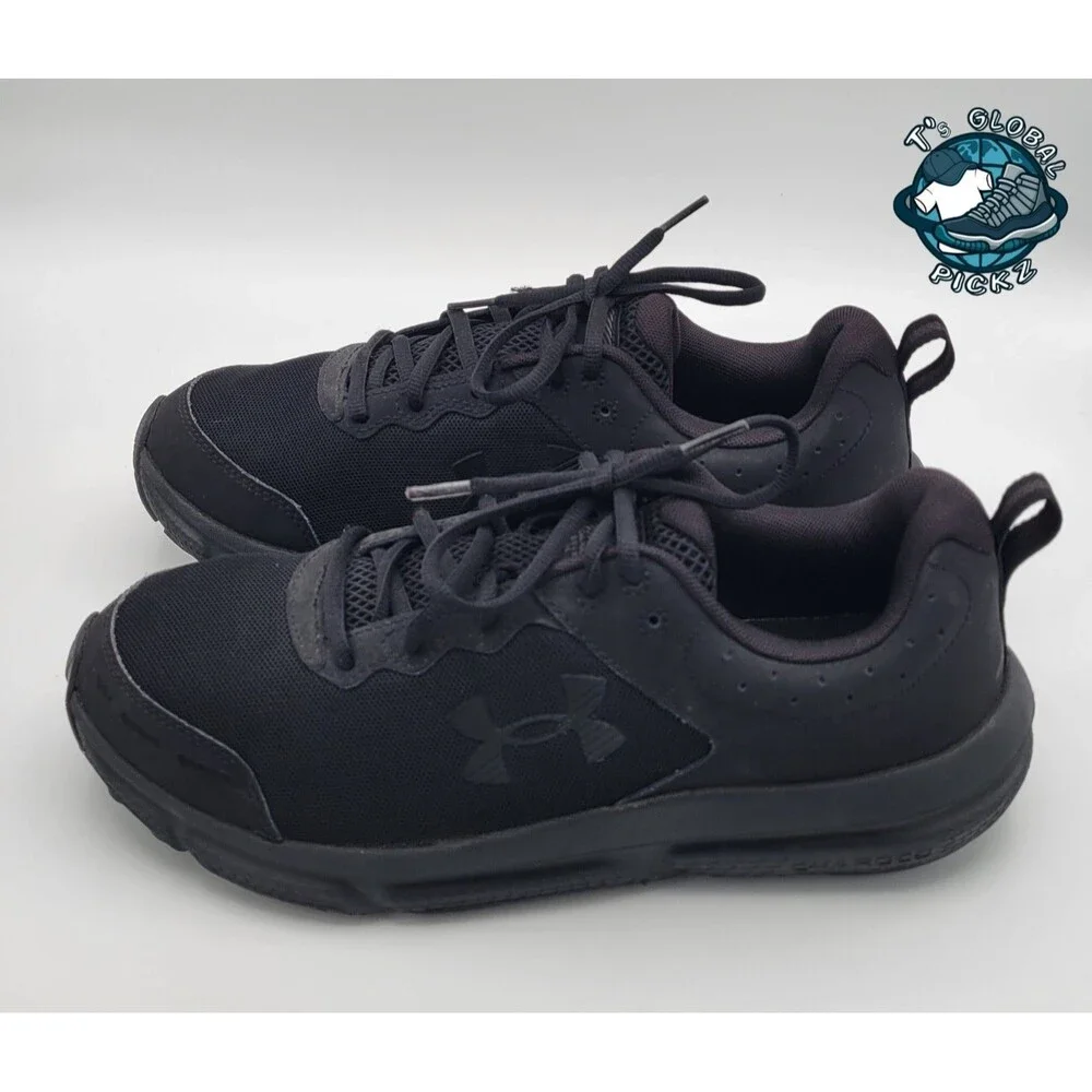 Under Armour Charged Assert 10 Black Lace-Up Running Shoes Mens Size 10.5